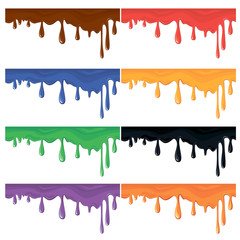 Set of seamless colorful paint splashes, isolated on white, abst