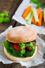 Vegetarian burger, vegetable fast food