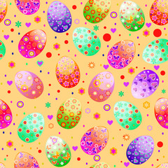 Easter seamless pattern with colorful eggs. Perfect for wallpape