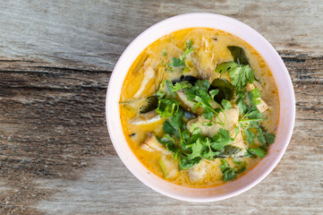 Soup from seafood, Top view