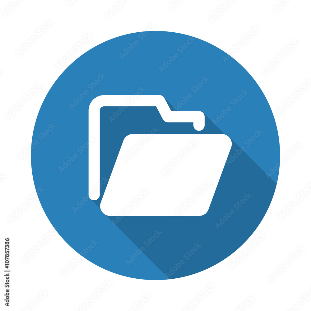 Wall mural flat white folder web icon with long drop shadow on blue circle