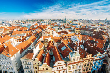 Fototapeta na wymiar Cityscape of Prague, Czech Republic. View from viewpoint on old 