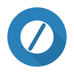 Flat white Pill web icon with long drop shadow on blue circle