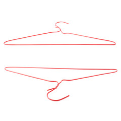 Set of clothes coat hangers isolated over white background