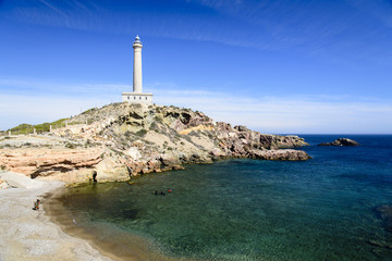 Fototapeta na wymiar Lighthouse on a Cabo de Palos, Spain