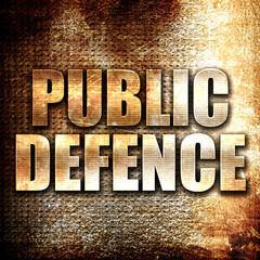 public defence, written on vintage metal texture