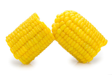 Boiled corn isolated on a white background