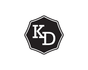 KD retro initial monogram letter logo. vintage label typography.