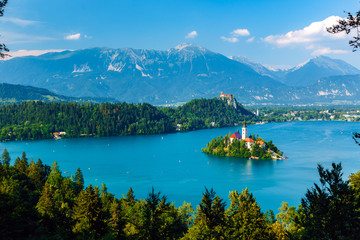 Panoramic view of Bled Lake, Slovenia