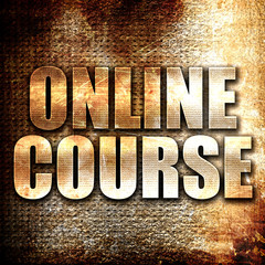 online course, written on vintage metal texture