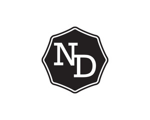 ND retro initial monogram letter logo. vintage label typography.