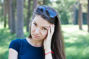 Portrait of a sad brunette woman