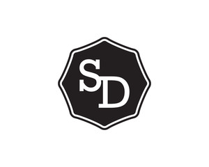 SD retro initial monogram letter logo. vintage label typography.