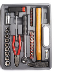 Set of tools over white isolated background