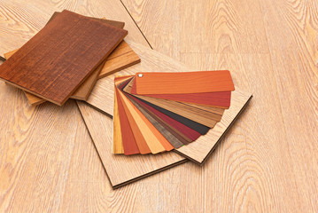 Samples of laminate floor boards