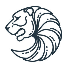 Bear head vector line logo.