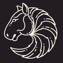 Horse head line vector sport logo.