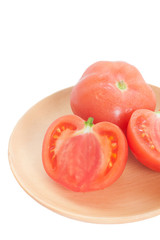 Fresh tomatoes , Whole and a half  on white background