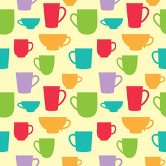 Seamless pattern with tea cups