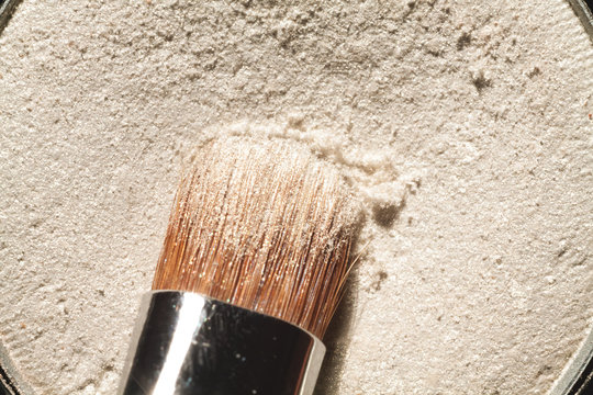 Macro crumbly eyeshadow refill. Professional cosmetic. Makeup tools. 