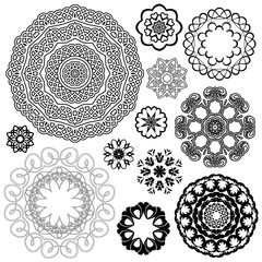 Set of Vintage backgrounds, Guilloche ornamental circle Elements