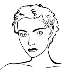 Beautiful woman with a jasmine. Vector illustration.