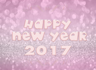Happy New Year 2017 on pink silver glitter abstract background