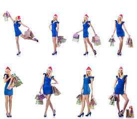 Fototapeta premium Woman with shopping bags isolated on white