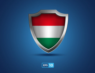 Fototapeta premium Hungary shield on the blue background