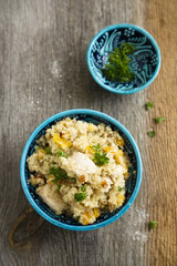 Quinoa pilaf with almond and dried apricots
