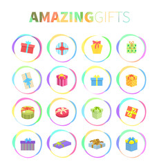 Fototapeta premium Set of Gifts Boxes Design Flat