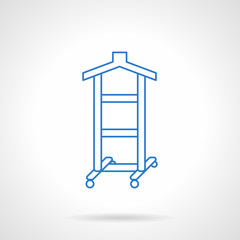 Clothes hanger flat blue line vector icon