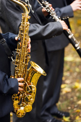 Fototapeta premium group of musicians playing the saxophone.