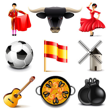 Spain icons vector set