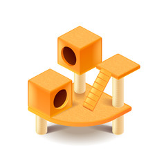 Cat tree house isolated on white vector