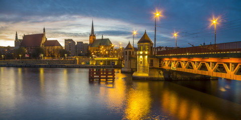 night panorama of the city, Szczecin, Poland
