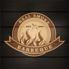 Barbecue BBQ grill logo stamp retro poster