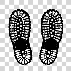 Shoe print on chekered background