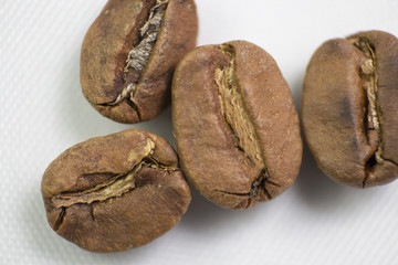 Coffee beans isolated on white background.