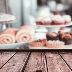 Composite image of wooden planks