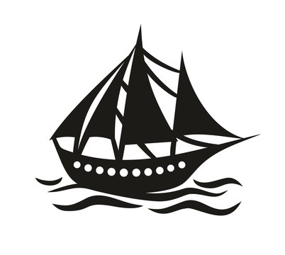 ship Logo with waves.