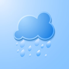 Rain cloud icon with shadow on a blue background, vector illustration stylish