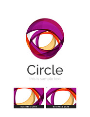 Circle logo. Transparent overlapping swirl shapes. Modern clean business icon