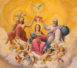 Poster Seville -  The fresco of Coronation of Virgin Mary on the ceiling of presbytery of church Basilica de la Macarena by Rafael Rodrguez (1949) in neobaroque style.  © Renáta Sedmáková