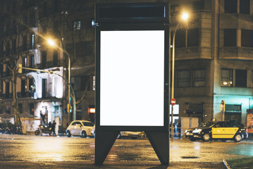 Mock up of illuminated advertising billboard