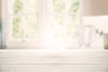 Composite image of bright wooden table
