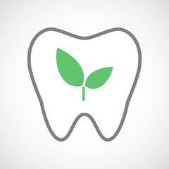 Line art tooth icon with a plant