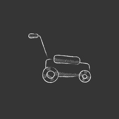 Lawnmover. Drawn in chalk icon.