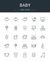 vector baby icons line style