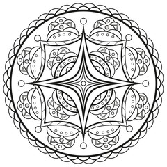 Black and white mandala vector for coloring, mandala in bianco e nero da colorare